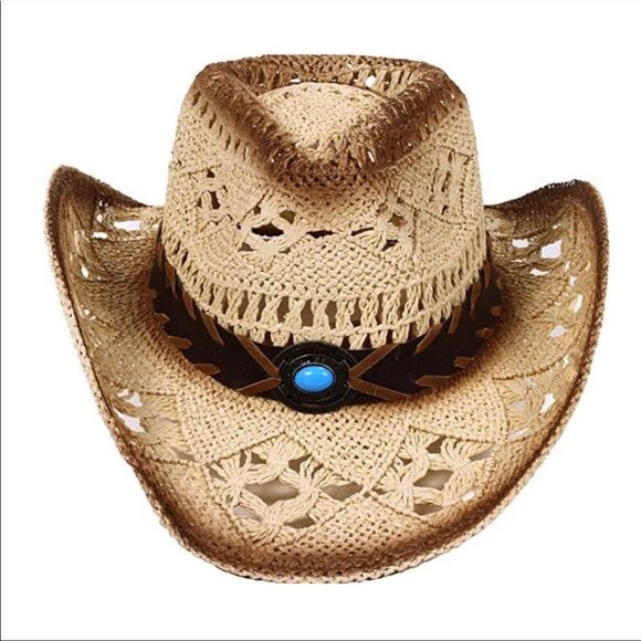 boutique Accessories - Western Style Classic Vintage Cowboy Straw Hat